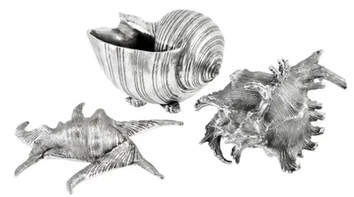 Produktbild von Casa Padrino Luxus Aluminium Muscheln Antik Silber - Deko 3er Set