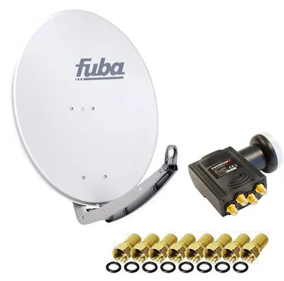 Produktbild von Fuba Antenne 74x84 cm Alu Grau DAA 780 + PremiumX DELUXE Quad LNB 0,1 dB + 8x F-Stecker