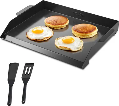 Produktbild von VEVOR Grillplatte Grillpfanne Kohlenstoffstahl  (502 x 370 mm) mit flacher Oberseite, Gasgrill-Grillplatte für BBQ-Grill Teppanyaki, tragbares , mit Griff