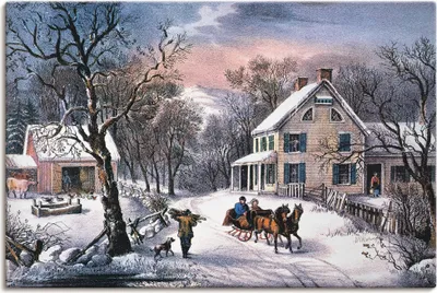Produktbild von ARTland Leinwandbild Heimstätte im Winter,1868 Größe: 30x20 cm