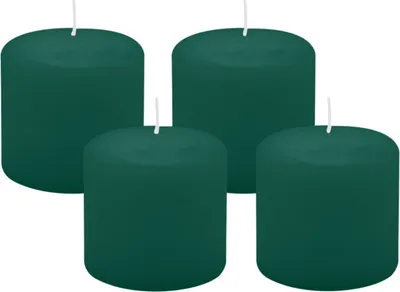 Produktbild von 4er Set Adventskranzkerzen Dunkelgrün Ø 60 x 60 mm