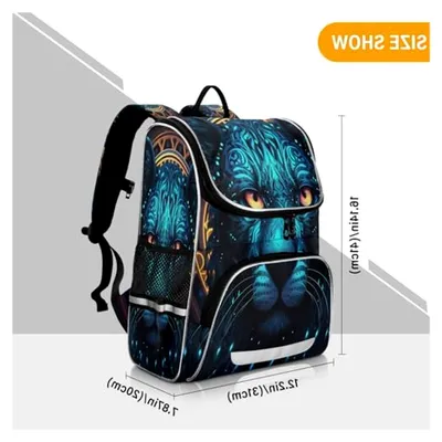 Produktbild von Stylische blaue Lichtgepard Büchertasche, Rucksack für Studenten, große Tasche für Mädchen und Jungen