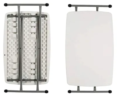 Produktbild von Klapptisch, 76 x 50 x 74 cm, tragbar und leicht, mit Stahlstruktur, für Innen- und Außenbereich, Weiß