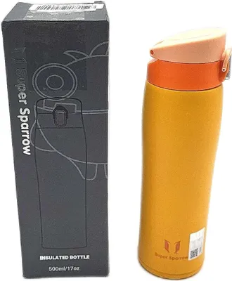 Produktbild von Super Sparrow Trinkflasche Edelstahl 18/8 - Trinkbecher - 500ml - BPA-Frei, Auslaufsicher Thermobecher, Trinkflaschen für Sport, Unterwegs, Schule, Outdoor, Büro, Zuhause