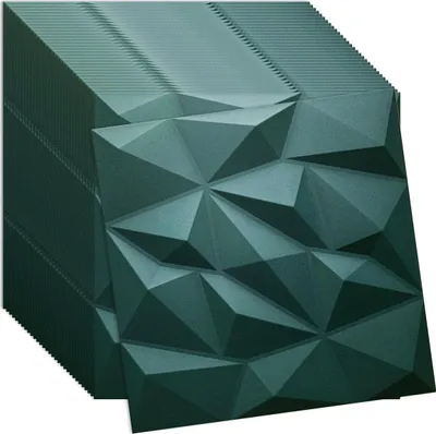 Produktbild von Verdico | 3D Wandpaneel Polystyrole - Flaschengrün - 50x50 cm - 32 Stück - Elegantes Design für jeden Raum, Wand- & Deckenverkleidung