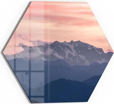 Produktbild von DEQORI Glasbild Echtglas 40x35 cm 'Alpenabendglanz' Wandbild Bild modern Deko