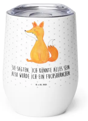 Produktbild von Mr. & Mrs. Panda Thermobecher Einhorn Fuchs - Weiß - Geschenk, Unicorns, Füchse, Unicorn, kaffee tasse, Edelstahlbecher, glühweinbecher, thermosbecher, Fuchshörnchen