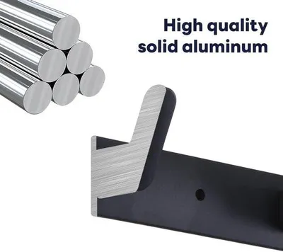 Produktbild von Famanu Wandhakenregal mit 4 Haken - Robuste Aluminiumlegierung - Schwarz