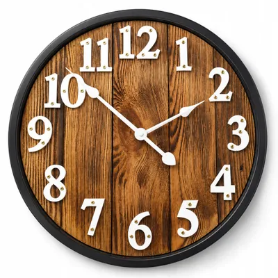Produktbild von Wanduhr Loft-Stil aus Holz, 42 cm, leise
