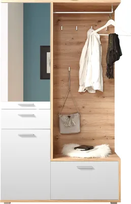 Produktbild von Garderobe ENTRA Kompaktgarderobe Spiegel Paneel Hochschrank Artisan braun weiß