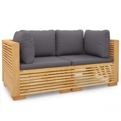 Produktbild von vidaXL Garten-Ecksofas mit Kissen 2 Stk. Massivholz Teak