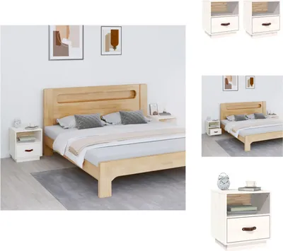 Produktbild von vidaXL Nachttische 2 Stk. Weiß 40x34x45 cm Massivholz Kiefer -  Nachttische