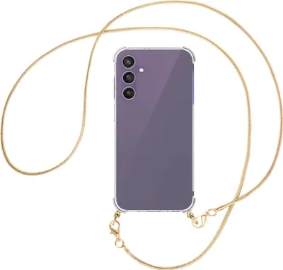Produktbild von Handykette Backcover-Schutzhülle mit Band (Metall goldfarben) für Samsung Galaxy A25 5G - goldfarbene Snake-Kette