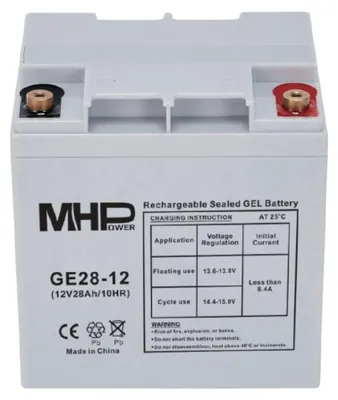 Produktbild von MHPower GE28-12 Gel-Akku 12 V/28 Ah, Anschluss T2 – M6, Deep Cycle