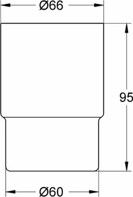 A technical drawing of a cylindrical object with dimensions indicated.