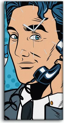 Produktbild von Dekor Leinwand Uhr Wandbilder 30x60 Foto Geschäftsmann Pop Art Cartoon - weiße Hände