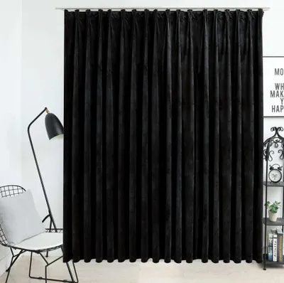 Immagine prodotto di The Living Store Tenda oscurante con ganci in velluto nero 290 x 245 cm