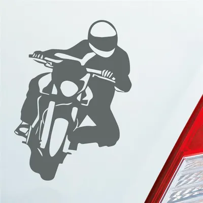 Produktbild von Auto Aufkleber Motorrad Biker Mopped 12x9 cm Grau Sticker Heckscheibenaufkleber