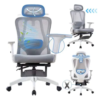 Zdjęcie produktu dla Krzesło biurowe SevenComfort ergonomiczne krzesło obrotowe krzesło do biurka z regulowanym zagłówkiem, podłokietnikami, podparciem lędźwiowym krzesło wykonawcze 150kg szare