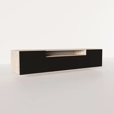 Produktbild von MEBLINI TV-Schrank 200cm Lang - Fernsehschrank - TV Lowboard Industrial - Unterschrank für Fernseher - TV-Unterschrank - TV-Schrank - Hängeschrank - LION - 200x41x40cm - Artisan Eiche/Schwarz Matt