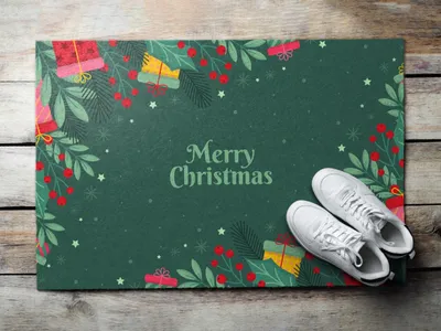 Produktbild von Fußmatte Aussen - Schuhmatte Haustür- Schmutzfangmatte Türvorleger - Outdoor Teppich Schmutzfänger - 60x40 cm - Frohe Weihnachten