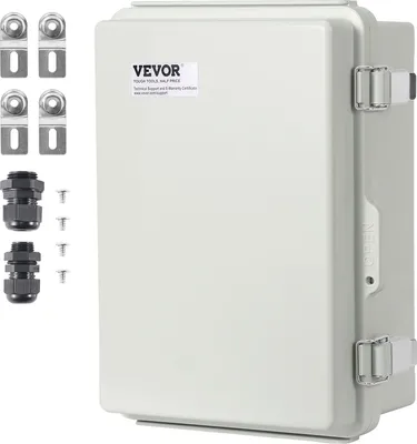 Produktbild von Elektrischer Anschlusskasten für den Außenbereich, 300 x 200 x 180 mm Elektrogehäuse aus ABS-Kunststoff mit Klappdeckel, Edelstahlriegel, IP67, für elektrische Projekte im Außenbereich