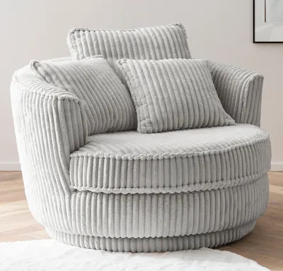 Produktbild von Dreh- und Relaxsessel Comfy hellgrau Mega-Cord Loveseat inkl. Kissen