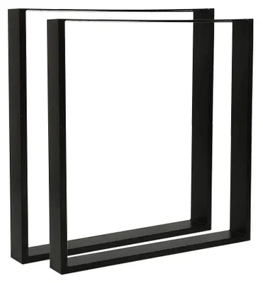 Image de Lot de 2 pieds de table - Piètement de table rectangulaire - Acier 80 x 72 cm - Revêtement par poudrage - Avec patins de protection et matériel de montage - Noir