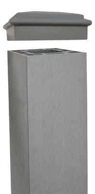 Produktbild von WOODTEX Hellgrau 200 cm WPC Pfosten, Zaunbohlenpfosten, Inklusive Pfostenkappe, Schnelle Montage, Zum Einbetonieren, Pflegeleicht
