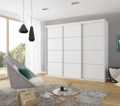 Image de KIER FURNITURE Armoire coulissante, Armoire blanche, 250x200x62cm