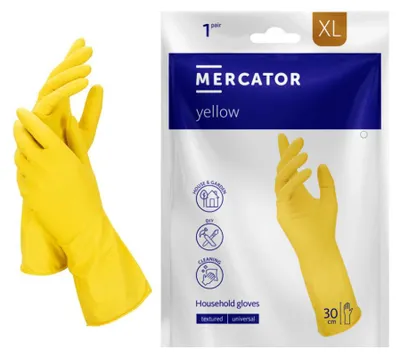 Produktbild von Ideall Gelbe XL Haushaltshandschuhe aus Gummi, gelber Latex, 1 Paar