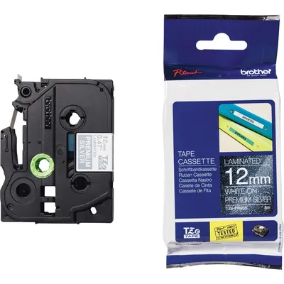 Produktbild von Brother TZe-PR935 - Weißer Druck auf Premium Glitter Silver - Rolle (1,2 cm x 8 m) 1 Kassette(n) laminiertes Band - für P-Touch PT-P900Wc, P-Touch Cube Pro PT-P910BT