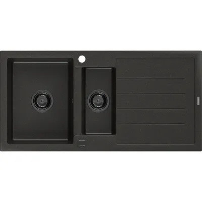 Obrázek produktu pro Mexen Andres 1,5-miskový granitový dřez s odkapávačem 1000 x 500 mm Černá/Zlatá kovová, sifon Černá - 6515101510-75-B