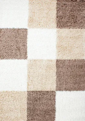 Immagine prodotto di Teppium Tappeto Shaggy a Pelo Alto Design a Quadri Morbido Soffice e Accogliente per Soggiorno Moderno, Dimensioni: 200x290 cm