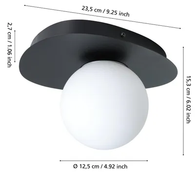Obrázek produktu pro Nástěnné svítidlo Eglo Castrovido černé 24 x 24 cm teplá bílá