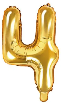 Produktbild von Folienballon Zahl "4" 35cm gold Metall 1 Stk.
