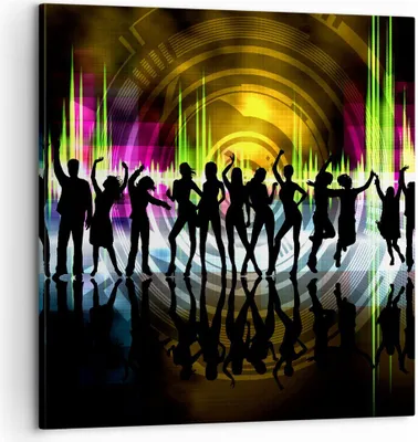 Produktbild von Bild auf Leinwand - Leinwandbild - Disco Musik Tanz Spaß - 60x60cm - Wand Bild - Wanddeko - Leinwanddruck - Bilder - Kunstdruck - Wanddekoration - Leinwand bilder - Wandkunst - AC60x60-2580