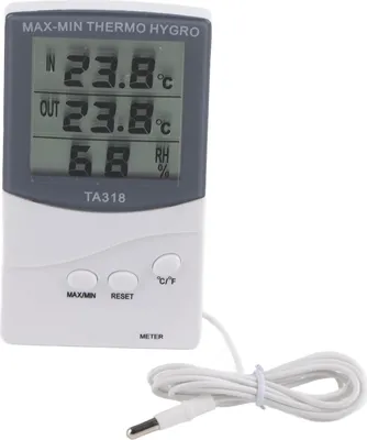 Obrázek produktu pro Digitální teploměr pro vnitřní i venkovní použití, relativní vlhkost 25 % až 98 % -50 70 ℃ se sondou, velký displej teploty a vlhkosti