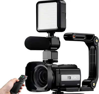 Produktbild von ZELURXX Professionelle 5K-Digitalkamera Set, HD-Handkamera, mit Mikrofon, für Outdoor-Fotobegeisterte und Streaming-Media-Mitarbeiter, Licht füllen