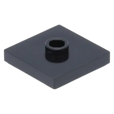 A single black LEGO brick with a cylindrical protrusion in the center, shown from a diagonal angle.