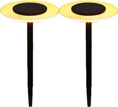 Image de Lot de 2 balises solaires à piquer LED blanc chaud UFO H35cm