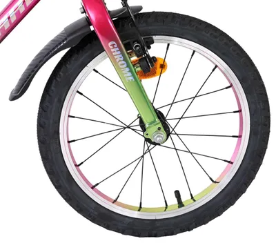 Zdjęcie produktu dla Rower dziecięcy Volare Chrome, 16 cali, różowo-zielony, z dwoma hamulcami ręcznymi