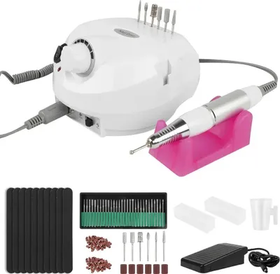 Produktbild von Speed Nagelfräser Set, Elektrische Nagelfeilen Set 35000 U/Min, Maniküre-Set mit Fußpedal & Keramik-Bit, Persönliche DIY-Maniküre, Nagelfräser, Weiß