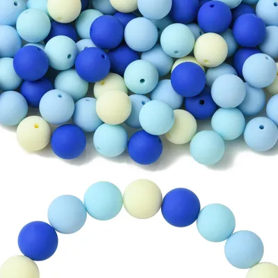 Imagen del producto de 232 cuentas de acrílico azules - cuentas separadoras redondas de 16 mm