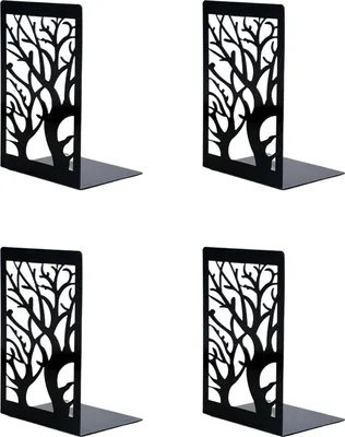 Produktbild von Paar stabile, mattschwarze Buchstützen aus Metall für Regale