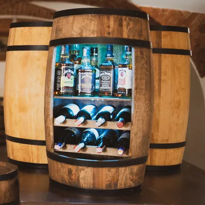 Produktbild von Creativecooper Weinregal - Weinbar - Weinschrank Mini Bar - Weinschrank Mann und Frau - Barschrank mit LED-Leuchten - 80cm hoch - Retro deko Bar Regal - Hausbar Theke - Weinfass - Fass bar - Fassbar - Fassmöbel (Wenge) - ein Möbel für Liebhaber von Bier, Whisky und Wein - Geschenk für einen Mann
