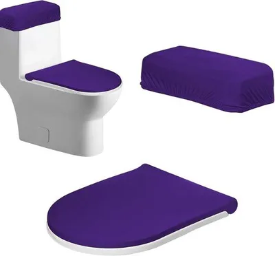Immagine prodotto di Copri-vaso da bagno, set composto da copri-vaso e copri-vasca, sedile per WC da bagno con base elastica, confezione universale da 2 pezzi (viola scuro)