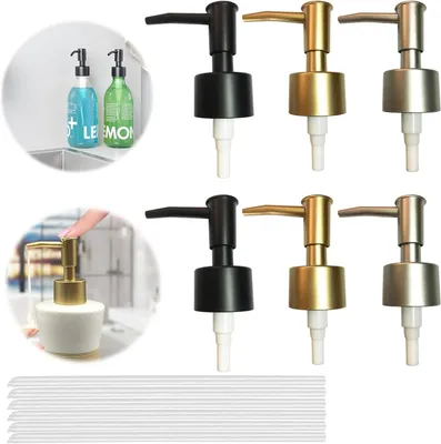 Produktbild von Pack von 6 Seifenspender Pumpen, Austauschbare Pumpe, Kunststoff, 25 mm Gewinde, Farbe: Gold, Silber