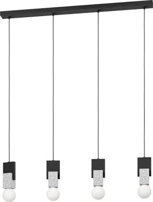 Produktbild von EGLO Pendelleuchte Lobatia, 4 flammige Hängelampe, Hängeleuchte aus Terrazzo in Grau Weiß, Holz, Esstischlampe, Wohnzimmerlampe, E27