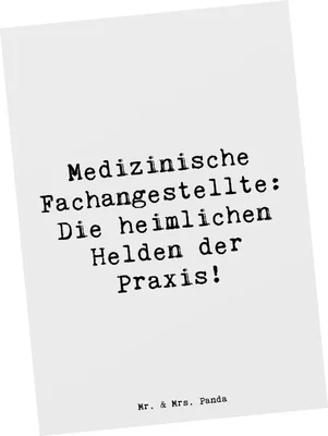 Produktbild von Mr. & Mrs. Panda Postkarte Spruch Medizinische Fachangestellte Helden - Weiß - Geschenk, handgefertigte Geschenke, Beruf, Grußkarte, Assistentin, Berufsprodukte, Hygiene